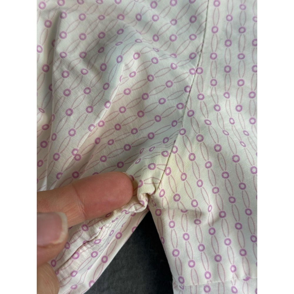 Luigi Borrelli Shirt Womens S White Geometric Button Down Long Sleeve Made Italy - Picture 7 of 10